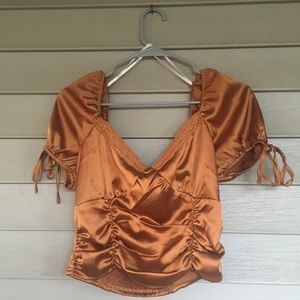 Forever 21 M Copper Satin Corset Top